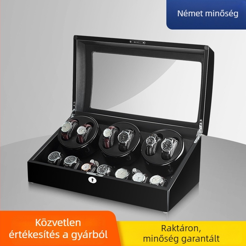 Fából készült órakomponens navigátorral és dobozzal, automata mechanikus navigátor, forgó kijelző