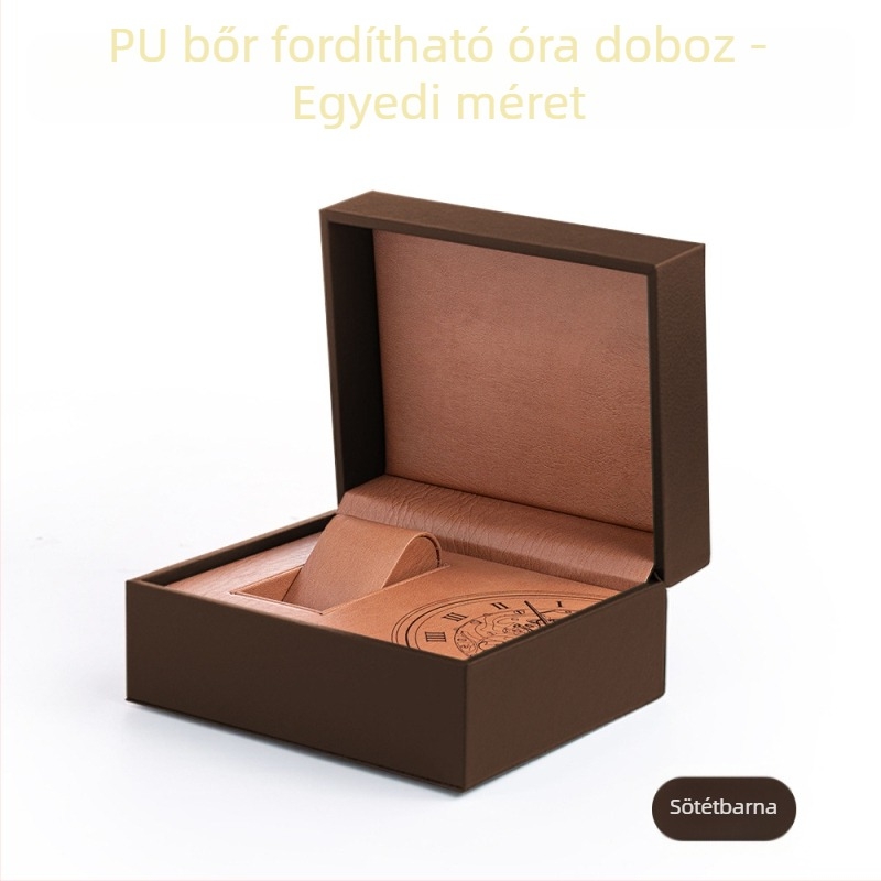 PU bőrrel párnázott óradoboz flip-tetővel, modell Tx-19, fehér külső papírtok, értékesítési csomagolás, ajándékcsomagolás
