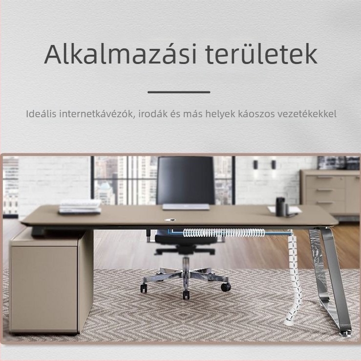 Asztal alatti kábelkezelő állvány, PVC anyag, modern minimalista stílus, asztali tároló megoldás, kábel rendező