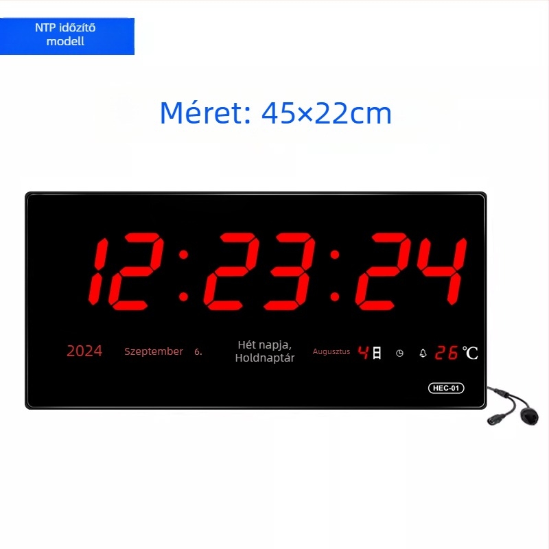 Asztali óra BeiDou GPS-szel, Wi‑Fi időszinkronizáció, örök naptár, LED-digitális kijelző, üvegborítású ház