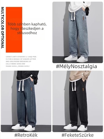 Amerikai retro farmernadrág férfiaknak és nőknek, őszies kék, széles szárú, plusz méret, sokoldalú, laza