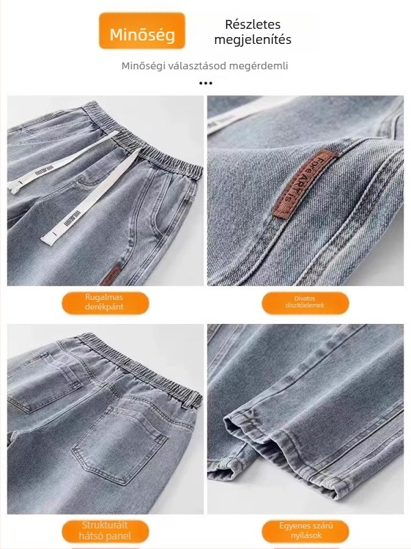 Amerikai retro farmernadrág férfiaknak és nőknek, őszies kék, széles szárú, plusz méret, sokoldalú, laza