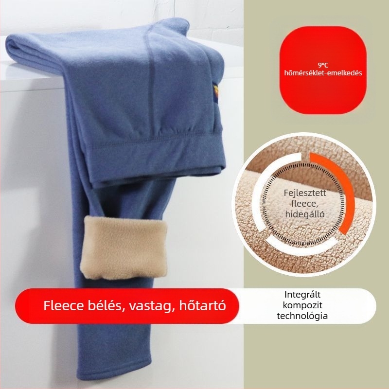 Férfi fleece-sel bélelt termosz nadrág - két rétegű, extra vastag 501–600 g/m2, szélálló, légáteresztő, akril szálból