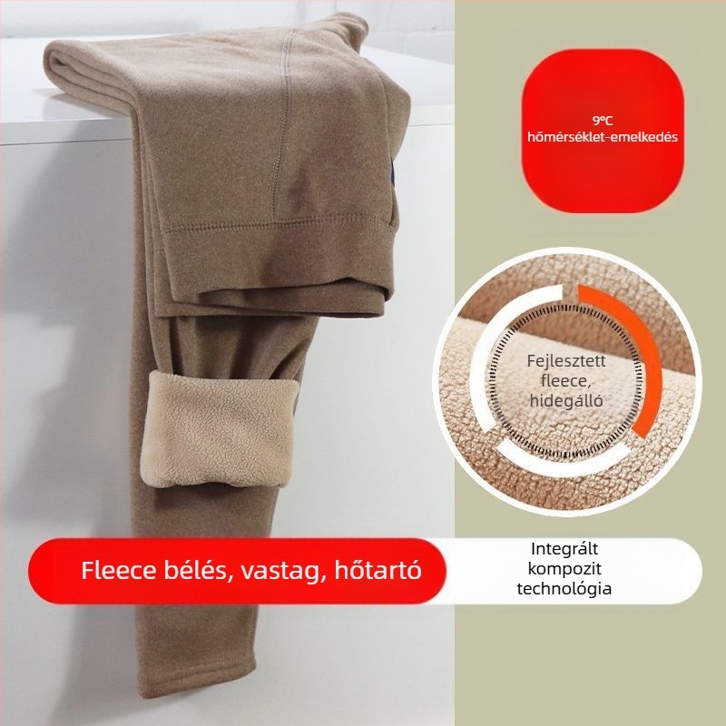 Férfi fleece-sel bélelt termosz nadrág - két rétegű, extra vastag 501–600 g/m2, szélálló, légáteresztő, akril szálból