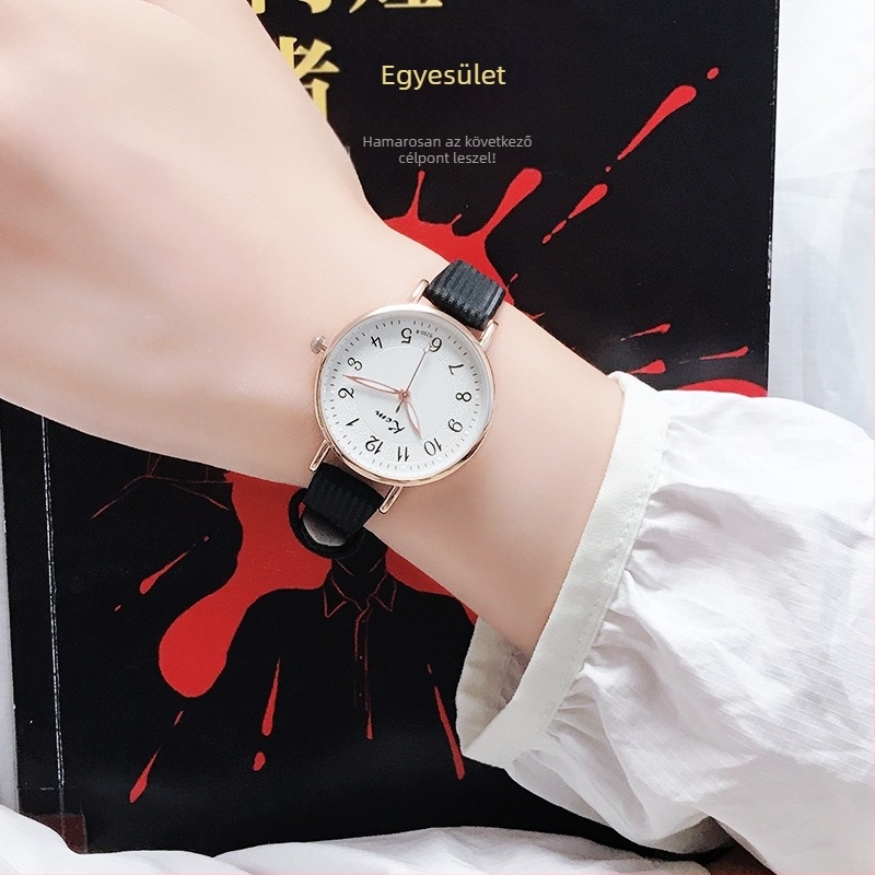 Női diákóra koreai stílusban, egyszerű és friss dizájn, analóg kvarc óra világító számlappal, vízálló, 31 mm-es számlap