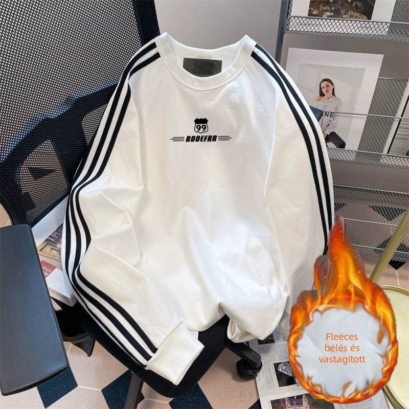 Személyre szabható női pulóver-sweatshirt, kerek nyak, hosszú ujj, betűs mintázat, laza szabás, utcai hip-hop stílus