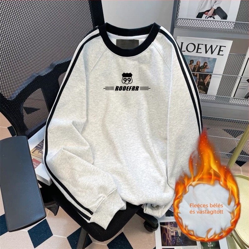 Személyre szabható női pulóver-sweatshirt, kerek nyak, hosszú ujj, betűs mintázat, laza szabás, utcai hip-hop stílus