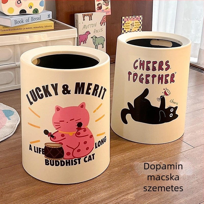 Szemetes kosár fedéllel és kerékekkel, műanyag, 10 L kapacitás, otthoni használatra, billenőfedél