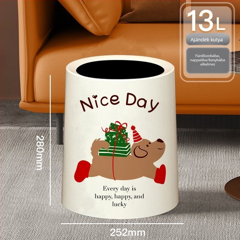 Szemetes kosár fedéllel és kerékekkel, műanyag, 10 L kapacitás, otthoni használatra, billenőfedél