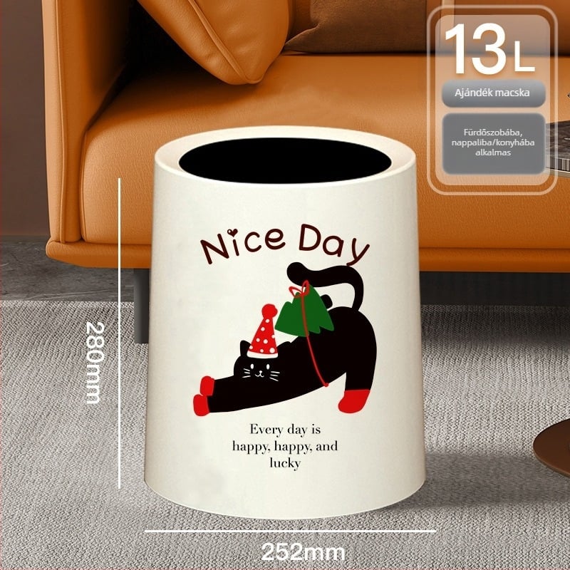 Szemetes kosár fedéllel és kerékekkel, műanyag, 10 L kapacitás, otthoni használatra, billenőfedél