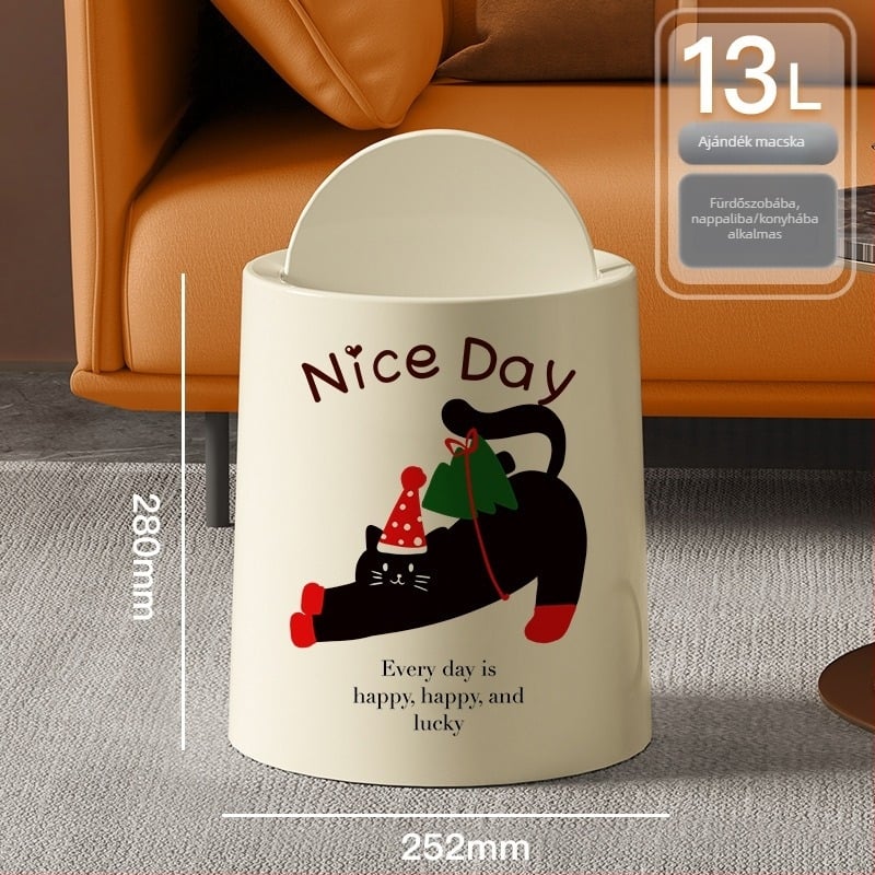 Szemetes kosár fedéllel és kerékekkel, műanyag, 10 L kapacitás, otthoni használatra, billenőfedél