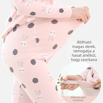 Várandós anyák pamutból készült nadrág hasi támasz, laza szabású, 100% pamut, közepes vastagság