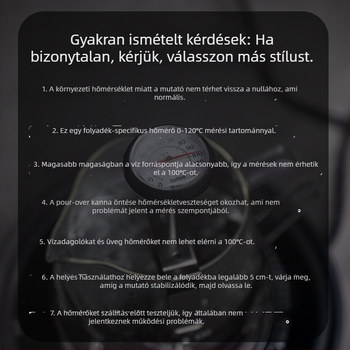 Clip-on kávéhőmérő pour-overhez – műanyag test, szonda, modern stílus