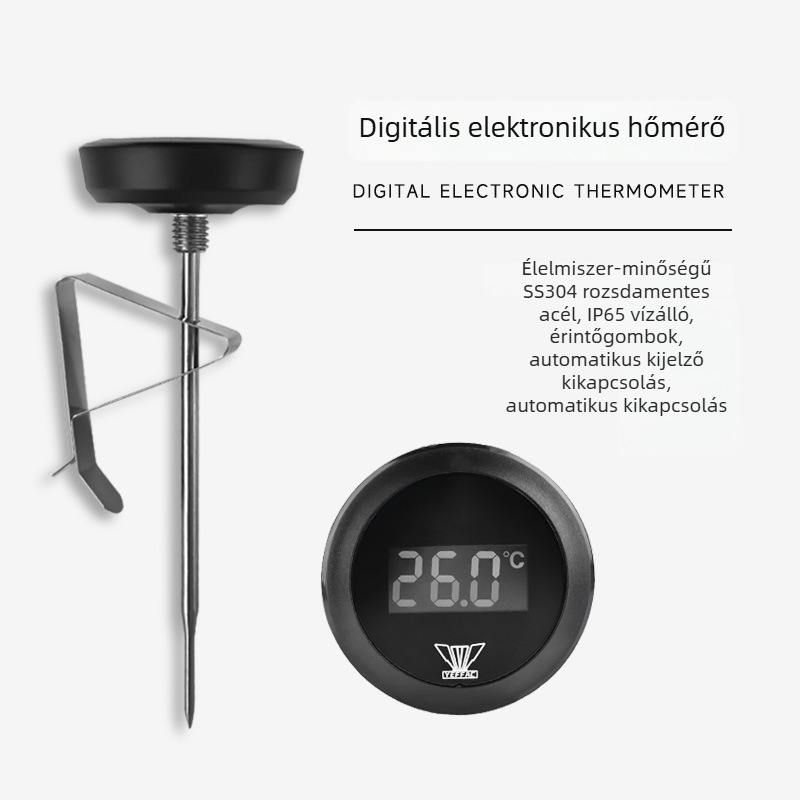 Clip-on kávéhőmérő pour-overhez – műanyag test, szonda, modern stílus