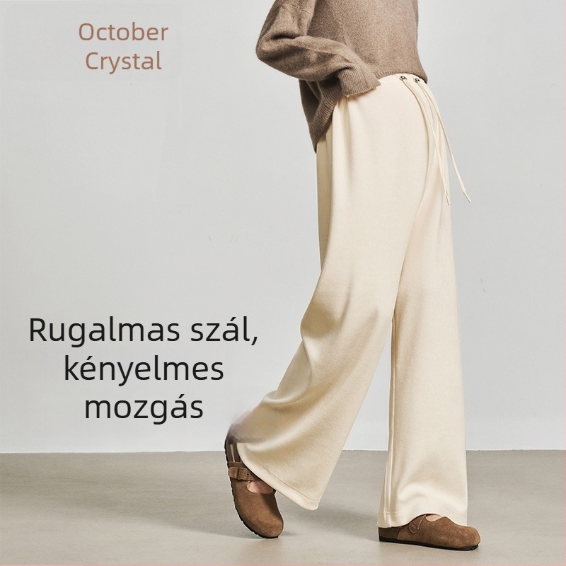 October Crystal kismama nadrágok, őszi, alacsony termetűeknek, laza szabású, zsinórral, kényelmes haskörnyezet, hosszú nadrág, 2025 modell