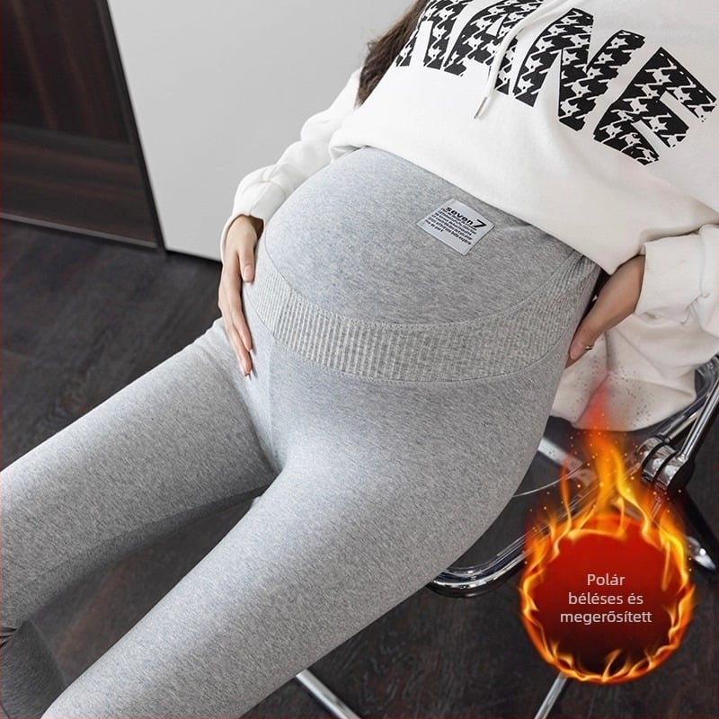 Kismama pamut leggings, 9/10 hossz, vastag anyag, bő szabás, melegen tart