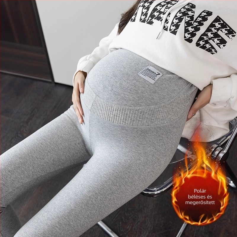 Kismama pamut leggings, 9/10 hossz, vastag anyag, bő szabás, melegen tart
