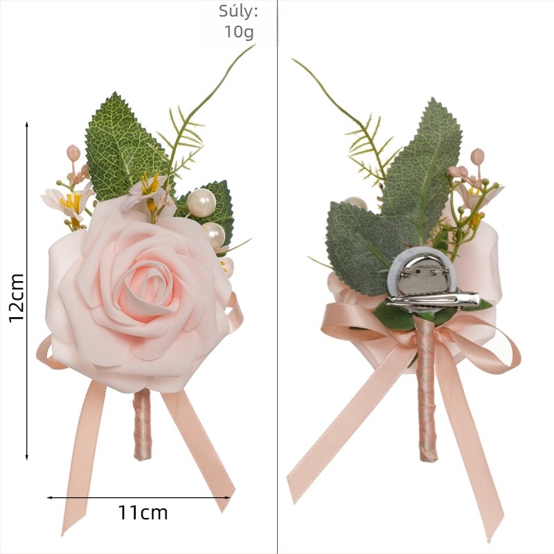 Esküvői corsage-brooch, PE anyag, kézzel készített, koreai stílus, rekvizit esküvői fotózáshoz
