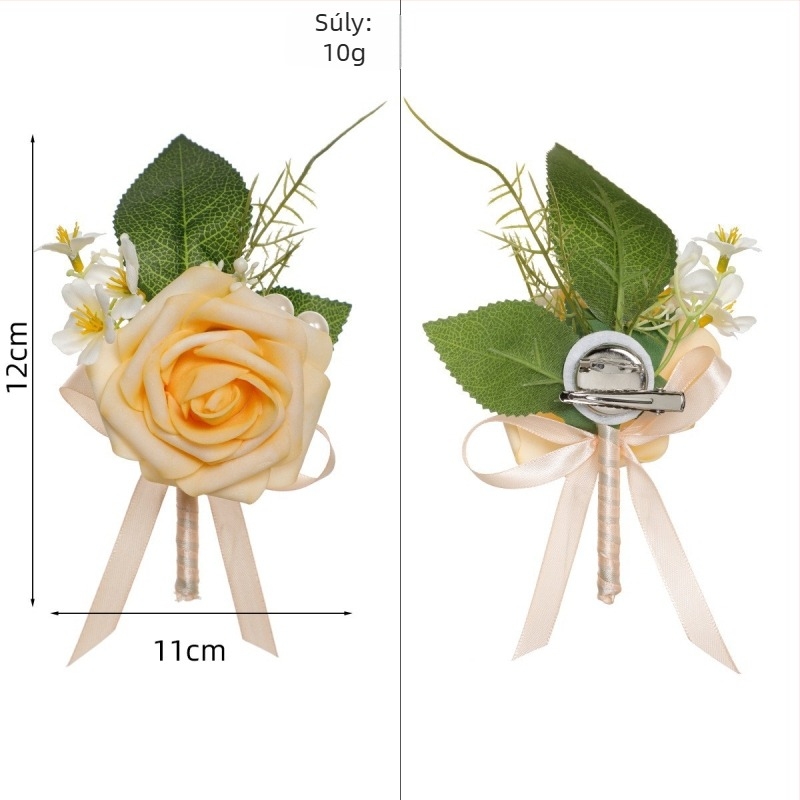 Esküvői corsage-brooch, PE anyag, kézzel készített, koreai stílus, rekvizit esküvői fotózáshoz