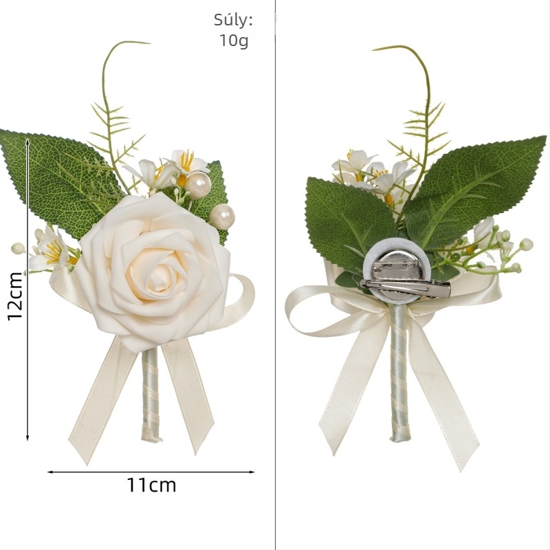 Esküvői corsage-brooch, PE anyag, kézzel készített, koreai stílus, rekvizit esküvői fotózáshoz