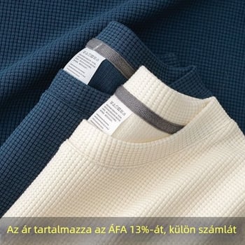 Férfi waffle-textúrájú póló kerek nyakú, rövid ujjú, bő szabású, 96% poliészter keverék, nyár 2025