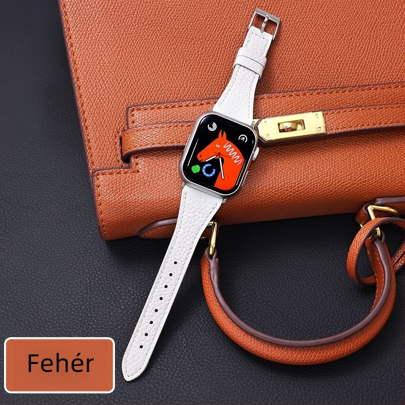 Huawei Fit1/2/3 és Watch4/Pro óraszíj — valódi bőr, lychee-gránát textúra, Lomos, 2025 ősz