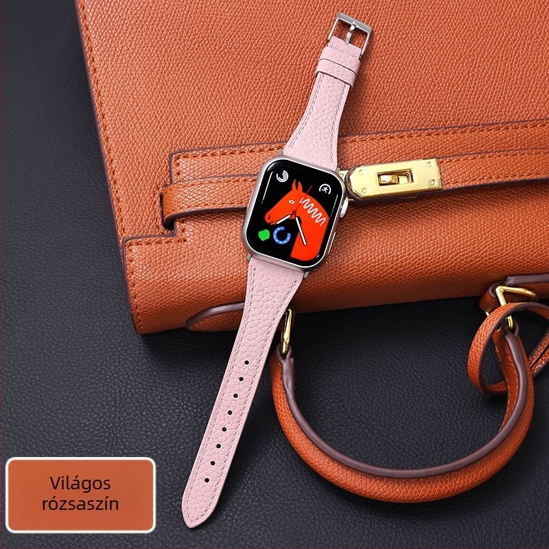Huawei Fit1/2/3 és Watch4/Pro óraszíj — valódi bőr, lychee-gránát textúra, Lomos, 2025 ősz
