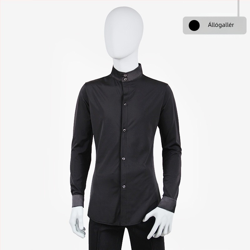 Férfi hosszú ujjú táncruha latin modern tánc, nyomott minta, Dankai, spandex anyag, 95% nylon