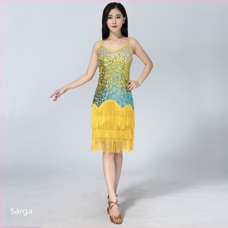 Latin tánc ruha bojtos díszítéssel felnőtt nőknek – Milk Silk anyag, 100% poliészter, bélés Milk Silk, Belly Dance kostüm