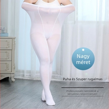 Felnőtt tánc harisnyák, plusz méret, fehér alapszín, tavasz–ősz, nylon