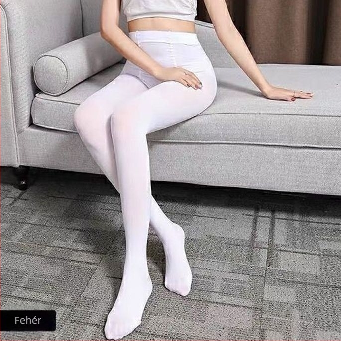 Felnőtt tánc harisnyák, plusz méret, fehér alapszín, tavasz–ősz, nylon