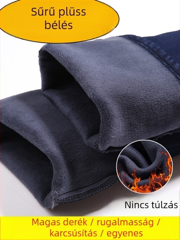 Női magas derekú egyenes szabású farmer, vastag denim, tél 2024