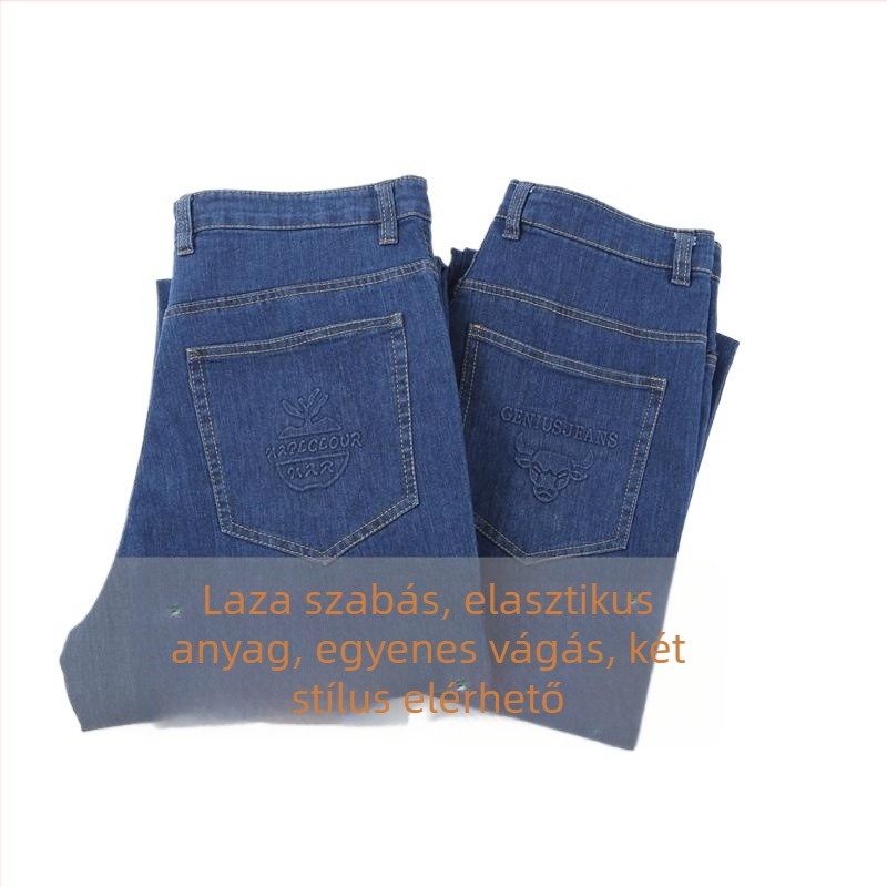 Férfi munkás nadrág (magas derék, egyenes szabás, cipzár, mikro-elasztikusság, mosható)