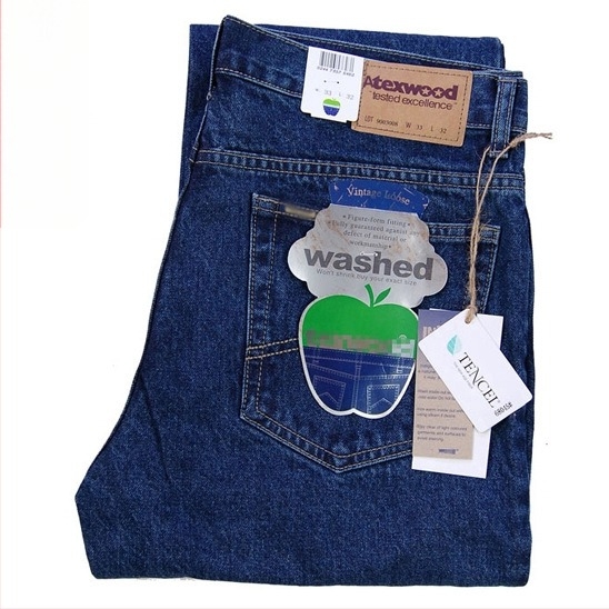 Férfi farmernadrág – egyenes, laza szabás, magas derekú, 100% pamut, vastag téli denim, több zseb