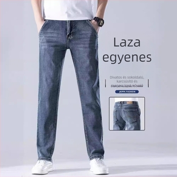 Férfi farmernadrág, magas derék, laza szabás, denim, kőmosott