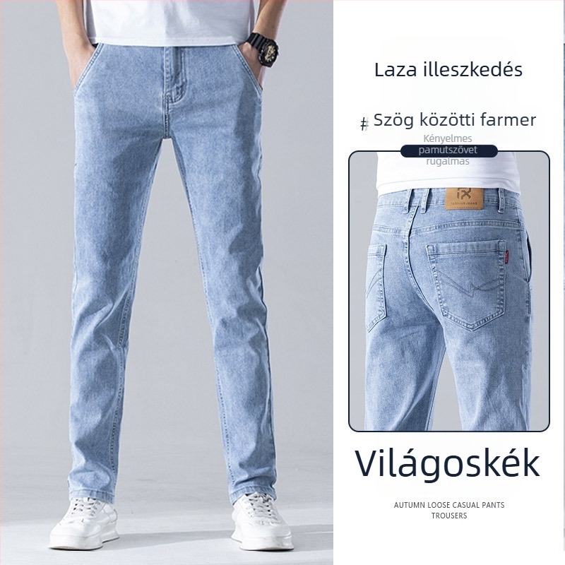 Férfi farmernadrág, magas derék, laza szabás, denim, kőmosott