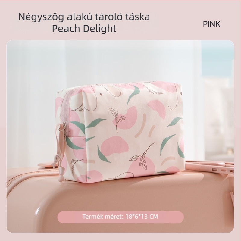 Sminkes táska osztott rekeszekkel — vízálló, ultra könnyű, hordozható, nagy kapacitású (anyag: poliészter; bélés: poliészter; mintázat: nyomtatott)