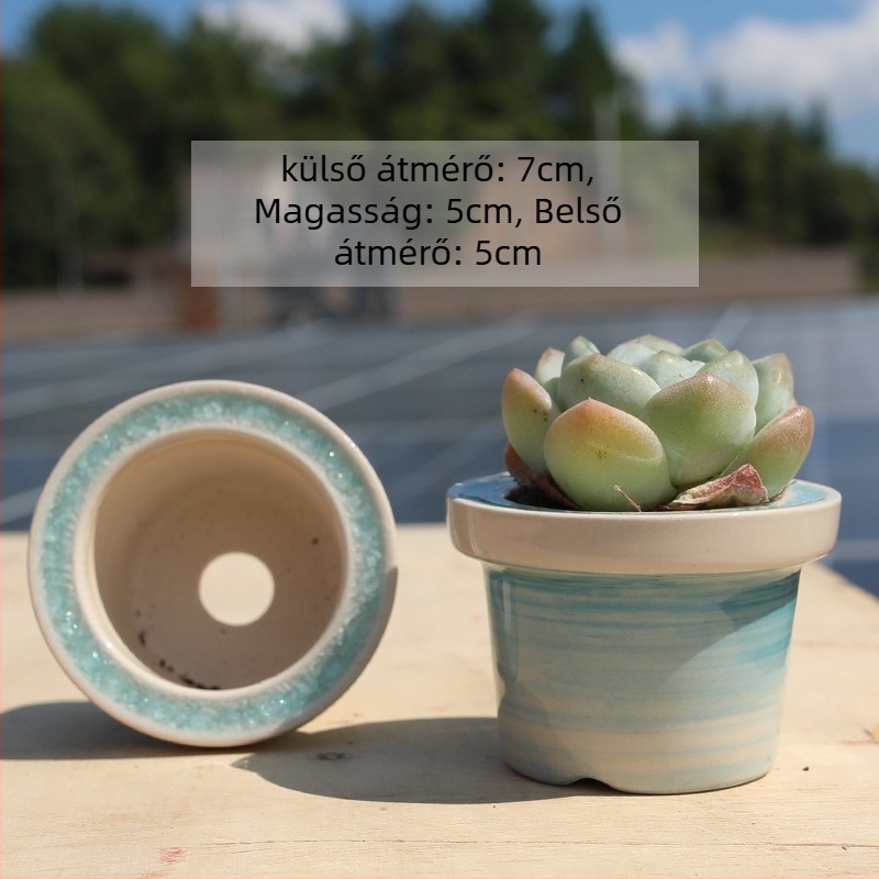 Kerámia virágcserép asztali használatra, minimalist stílus, ajándékba ajánlott