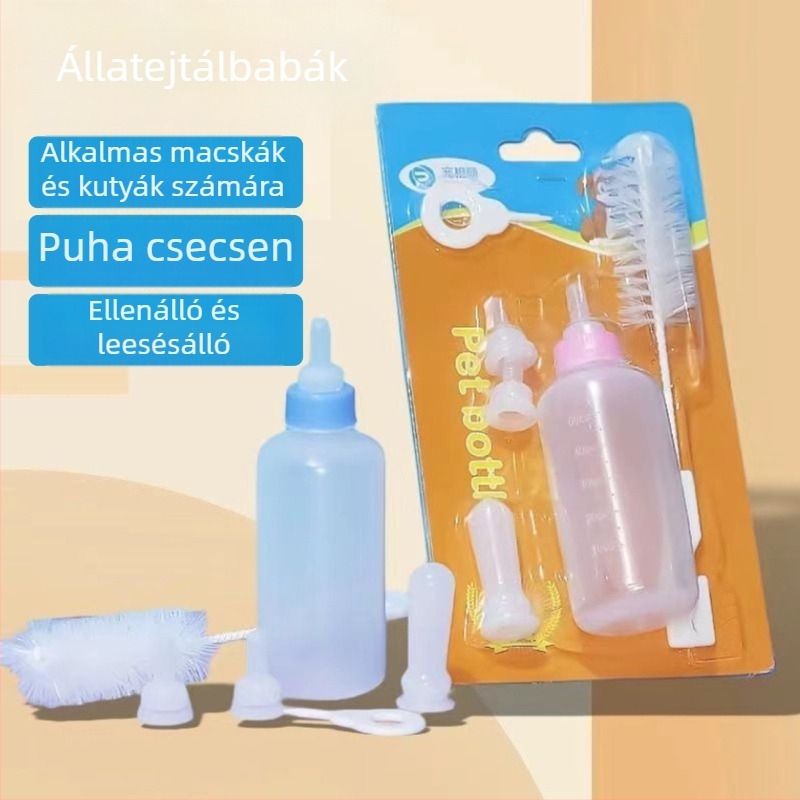 Kisállatok etető cumisüveg készlet — szilikon anyagú, macskák számára, háziállat kellékek