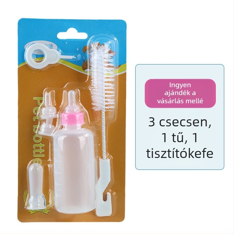 Kisállatok etető cumisüveg készlet — szilikon anyagú, macskák számára, háziállat kellékek