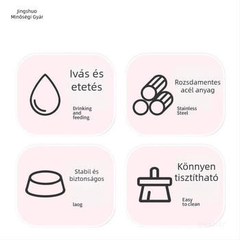 Etető- és itató tál háziállatok számára, rozsdamentes acélból, fix és függő kivitelben, kutyáknak és macskáknak.