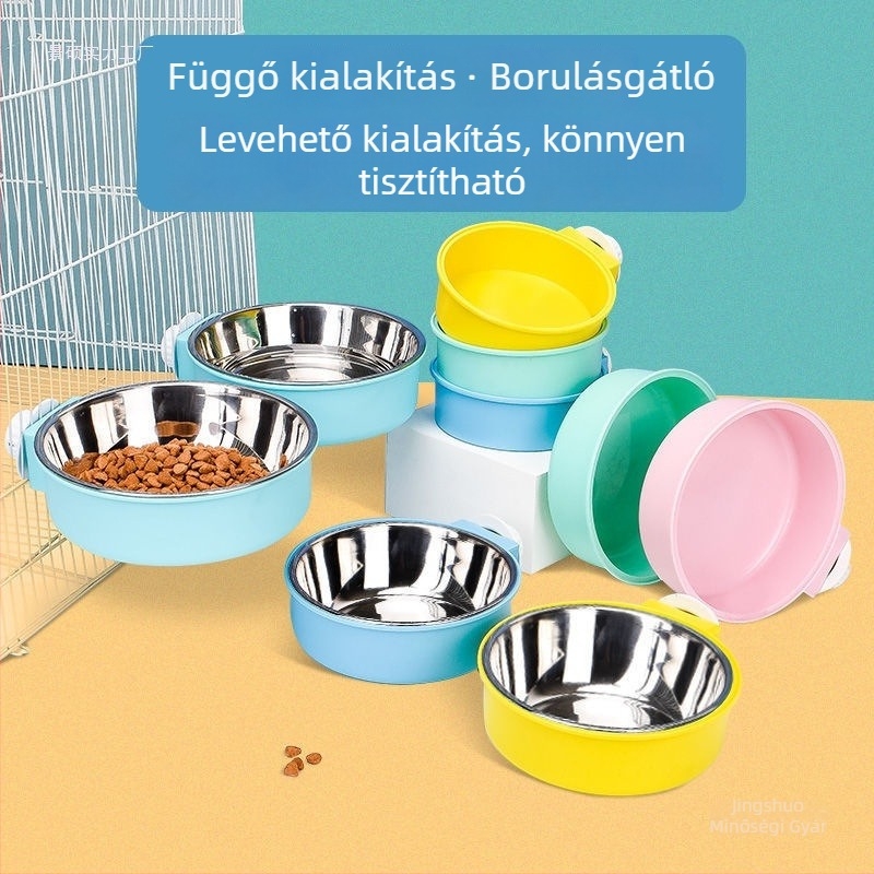 Etető- és itató tál háziállatok számára, rozsdamentes acélból, fix és függő kivitelben, kutyáknak és macskáknak.