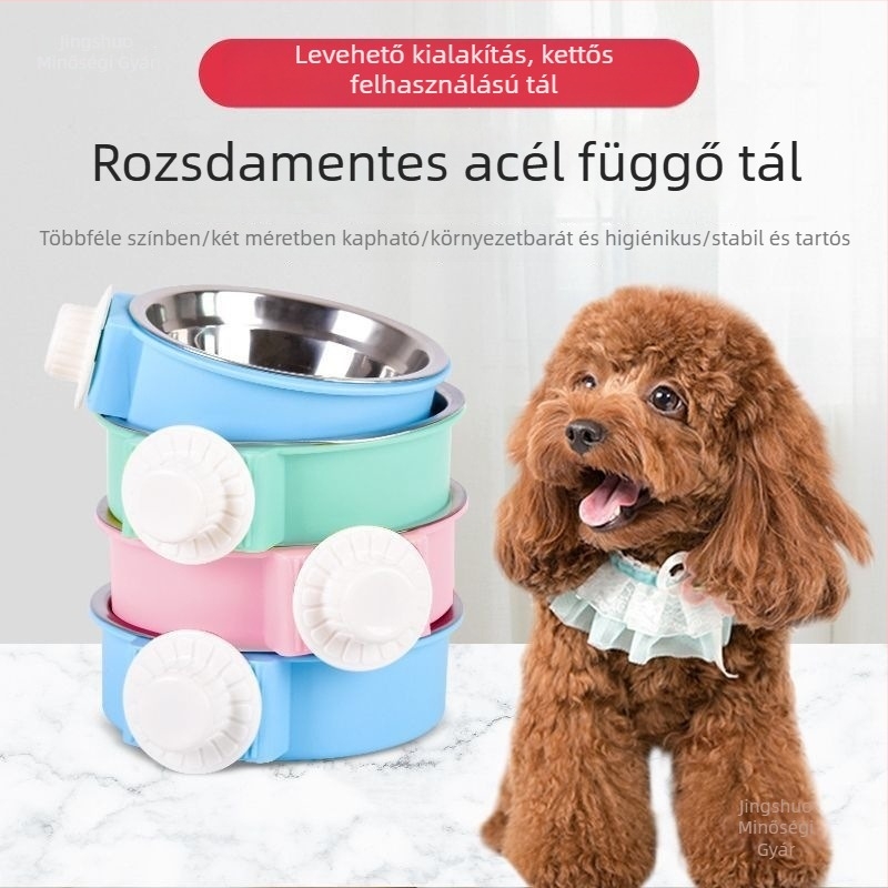 Etető- és itató tál háziállatok számára, rozsdamentes acélból, fix és függő kivitelben, kutyáknak és macskáknak.
