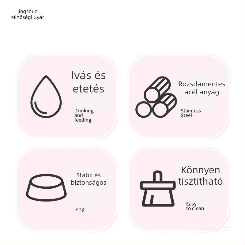 Etető- és itató tál háziállatok számára, rozsdamentes acélból, fix és függő kivitelben, kutyáknak és macskáknak.