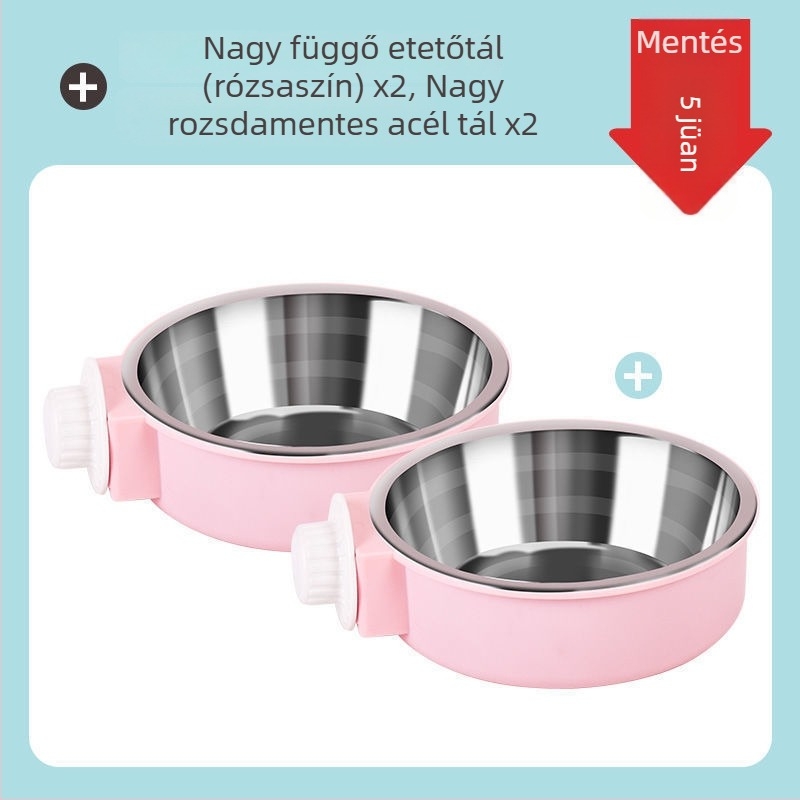 Etető- és itató tál háziállatok számára, rozsdamentes acélból, fix és függő kivitelben, kutyáknak és macskáknak.