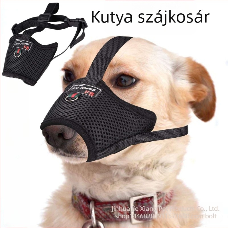 Új kutyaszájvédő, anti ugatás és harapás elleni, lélegző, állítható méret, nagy, közepes és kis testű kutyáknak