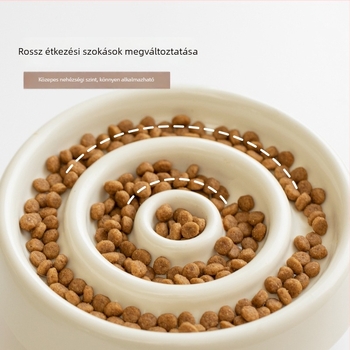 Macska lassú etető tál nyaki támasztékkal és anti-fulladással, fából készült, Xingmi Ceramic