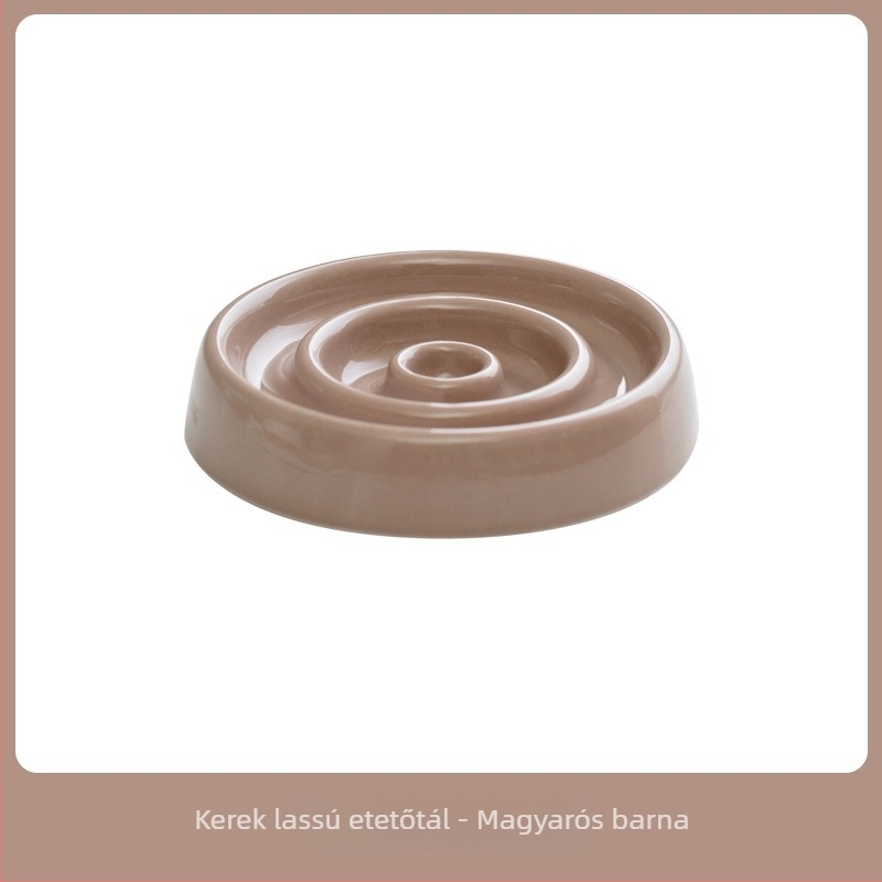 Macska lassú etető tál nyaki támasztékkal és anti-fulladással, fából készült, Xingmi Ceramic