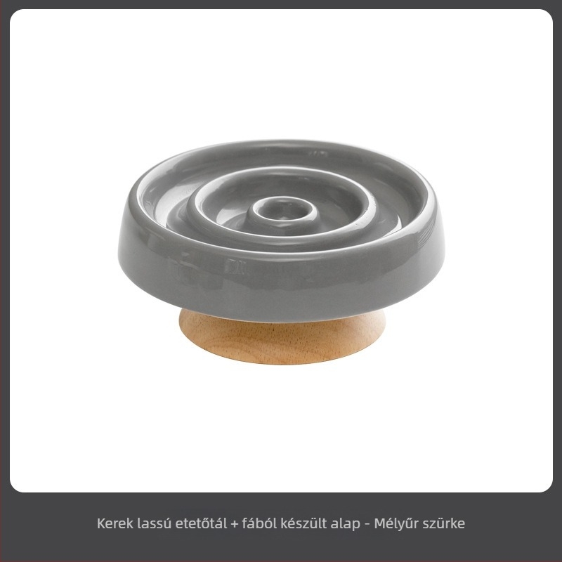 Macska lassú etető tál nyaki támasztékkal és anti-fulladással, fából készült, Xingmi Ceramic