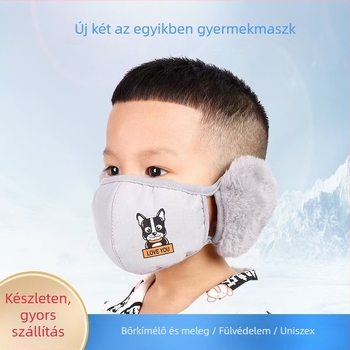 Gyerekeknek szóló karikatúra mintás maszk fülkapcsokkal, pamutból készült téli porvédő arcfedő fiúknak és lányoknak